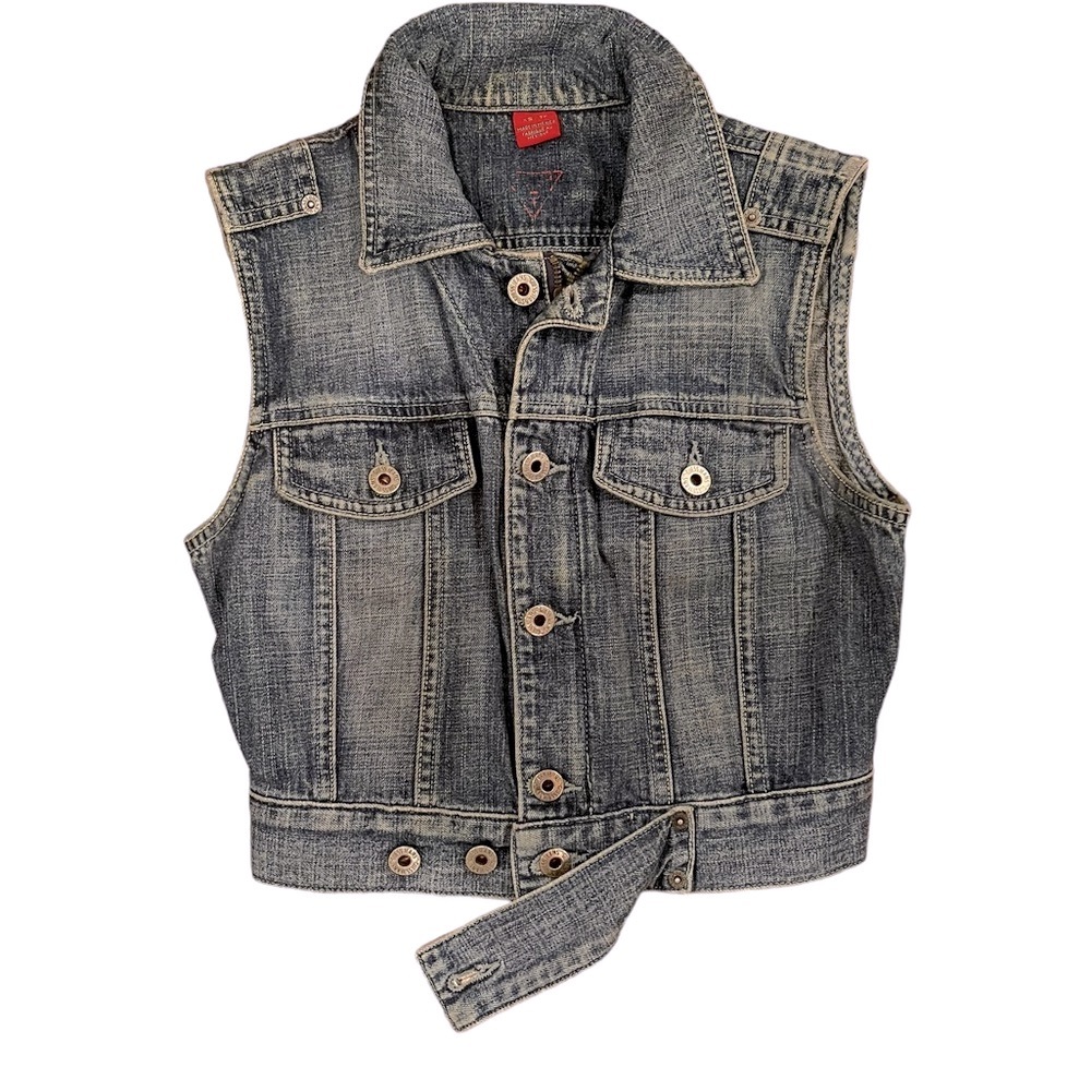 Vintage Guess denim jean shrunken vest XS
